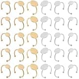 MaehSab 30 Pcs Blank Rings Stainless Steel Adjustable Pad Ring Base, Flat Blank Ring Base Tray for Jewelry Making DIY Crafts (Gold and Silver)