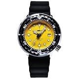 LURCAN Heimdallr Series Luxurious Men's Automatic Diver Dress Watch NH35A Movement 200m Waterproof Mechanical Wristwatch with Sapphire Crystal and C3 Super Luminous (Yellow, Rubber)