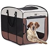 DONORO Dog Kennels and Crates for Medium Dogs, Portable Pop Up Indoor Pet Cage with Sturdy Wire Frame, Collapsible Travel Crate Soft Sided Cat Bag Escape Proof (Brown, 28.0" L x 18.0" W x 22.0" H)