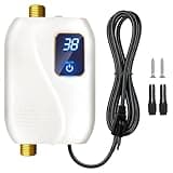 110V Tankless Water Heater Electric, 3000W Tankless Electric Water Heater Instant, Under Sink Water Heater with Digital Display, On Demand Hot Water Heaters Electric for Kitchen Washin Bathroom.