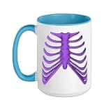 Purple Ribcage Skeleton Purple Color Graphic Ceramic Mug, Blue/White, 15oz