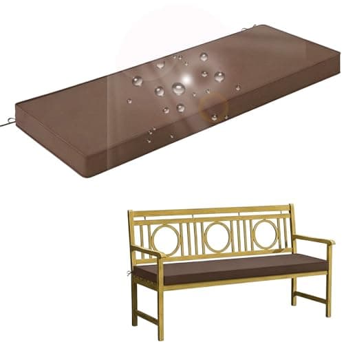 Outdoor Bench Cushion 49x17x2 in, Waterproof Fade Resistant Patio Furniture Cushions, Non-Slip Piano & Dining Pads with 2 Ties and Piping, Washable Seat Cushion for Settee, Couch, Swing, Dark Khaki