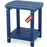 Adirondack Square Outdoor Side Table,2-Tier Storage Patio Side Table, HDPE End Tables for Backyard Pool Porch Garden Lawn
