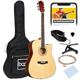 Best Choice Products 41in Beginner Acoustic Guitar Full Size All Wood Cutaway Guitar Starter Set w/Case, Strap, Capo, Strings, Picks - Natural
