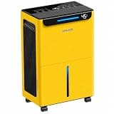 GoGuess 2500 Sq.ft Dehumidifier for Basement - 34 Pints, Drain Hose & Humidity Control Large Room Dehumidifiers for Home, RV, Bathroom, Bedroom - 3 Modes & 24H Timer Yellow