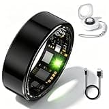 Smart Ring for Women Men Fitness Health Tracker, Sleep Exercise Step Monitor, IP68 Waterproof, No Subscription Fee Compatible with iOS Android (Black, 7#)