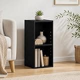 Furevol 2-Tier Narrow Bookshelf, 10-Inch Width Bookcase, Book Shelf with Storage Shelf, 9.3 x 9.8 x 21.2, for Living Room, Home Office, Bedroom, Blackwood