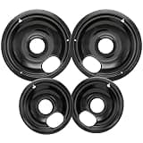 COZZIVITA Stove Drip Pan for Electric Stove Top, Compatible with Frigidaire 10% Energy Save by Enamel Spraying Prevent Bending and Rust Includes a Set of 4 Oven Burner Drip Pans, Black