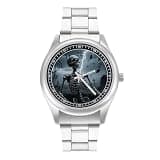 FodPand Mens Stainless Steel 3-Hand Analog Watch Easy Reader 40mm Dial