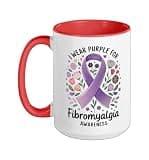 I Wear Purple For Fibromyalgia Awareness Ceramic Mug, Red/White, 15oz