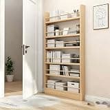 LCNDKF Behind Door Storage, Behind The Door Shelf 6 Tier 3.9in Thin Wooden Standing Bookshelf, Space Saving Behind Door Bookshelf for Small Bedroom Apartment(39.4in)