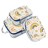 Foldable 3pcs Travel Packing Storage Bags 100% Polyester Storage Bags For Closets, Cute Cartoon Rainbows (3 Set)