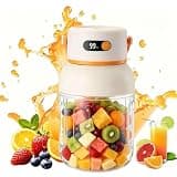 Portable Electric Juicer Cup, Large Capacity USB-C Rechargeable Personal Blender for Smoothies and Shakes, Travel Juicer Bottle with Dual Leakproof Lids, Straw and Digital Display, For Gym Office
