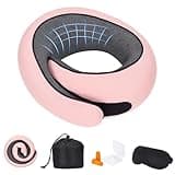 Mckkymi Memory Foam Neck Pillow,2026 World Cup Travel Pillow,Neck Pillow Airplane with Eye Mask & Ear Plugs,Memory Foam 360 Degree Support Stowable Pillows for Airplanes Offices and Cars (Pink)