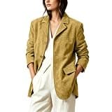 Women Lapel Blazer Jacket Long Sleeve Single Breasted Outerwear