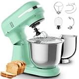 Plum Chef Dual Bowls Stand Mixer, 5.5QT+4.5QT 350W 12-Speed Tilt Head Food Mixer with Nestable Stainless Steel Bowls, Dough Hook & Splash Guard, Home Baking Mixer, Mint Green