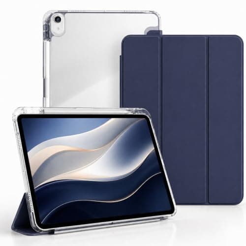 for iPad 11th Generation Case (A16) 11 inch 2025 & iPad 10th Generation 10.9 inch Case with Auto Wake/Sleep, Multi-Angle Stand, Pencil Holder & Hard Clear Back Cover (Dark Blue)