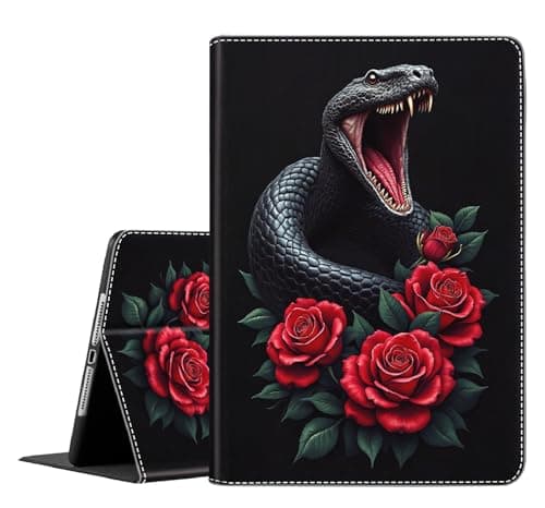 Case for iPad mini 7 A17 Pro 2024,iPad mini 6 2021, Durable Shockproof Protective Cover for iPad mini 7th/6th Gen 8.3 inch, Roses and Black Snakes 3
