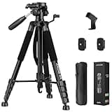 JOILCAN Tripod Camera Tripods, 74" Tripod for Camera Phone Video Recording, Heavy Duty Cameras Tripod Stand, Professional Travel DSLR Tripods Compatible with Canon iPhone, Max Load 15 LB