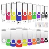 ABLAZE 128MB Flash Drive 20 Pack, USB 2.0 Memory Stick with Lanyards Swivel Thumb Drives Bulk Pendrive U Disk for Data Storage (Mixcolors)