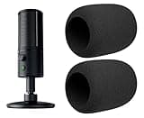 SOULWIT 2Pcs Pop Filter for Razer Seiren X, Protective Mic Cover Windscreen Foam - Black