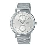 Casio Analog Watch with Day and Date Indicators MTP-B310M-7AV, Silver Mesh Band, Water Resistant 50M