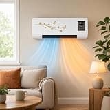 Wall Mounted AC Heater 2-in-1, 1800W Ductless Mini Fan with Remote Timer, Quiet Cooling & Heating Unit for Nursery RV Home Bedroom, White