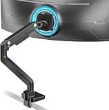 ARES WING Ultrawide Monitor Arm for 17 to 49 Inch Heavy Duty Curved Screen, Holds 44 Lbs, Adjustable Gas Spring Monitor Arm Desk Mount with C Clamp, Grommet Base, 75/100 Vesa Mount, Black