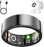 Smart Ring for Women Men, Fitness Ring with Heart Rate, Blood Oxygen,Stress, Sleep Tracker, Step Tracker, Fit Ring No Subscription Fee, IP68 Waterproof Smart Ring for iPhone & Android (Black, 12#)