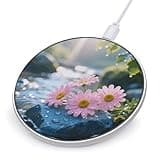 Pink Daisy Wireless Charger Magnetic Phone Induction Charger 10w Fast Wireless Charging Station Compatible with iPhone 17 16 15 14 13 12 Pro Max Samsung Galaxy S25 S24 S23