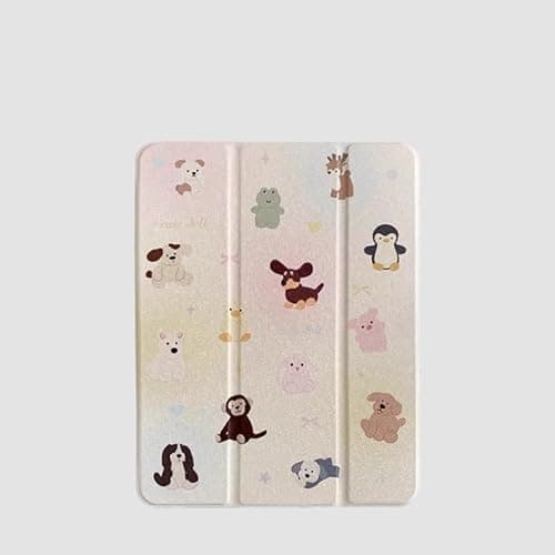 Slim Hard Folio Case with Adjustable Stand Pencil Holder for Apple Cartoon Animal Doll Puppy Dog Cute Lovely Kids Girls Women (for iPad Air 4th Generation 2020 10.9 Inch)