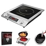 3500W Induction Cooktop Portable Hob Concave Design for Wok Stir Fry 10 Heat Settings Stainless Steel Hot Plate with LED Display Safe Auto Shut Off for Home Kitchen Use