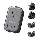 TESSAN Travel Adapter 009, PD 20W Universal Power Adapter 2 USB C 1 USB A, Ultra Thin International Plug Adaptor Worldwide Outlet for US to European UK Italy Spain New Zealand (Type C G A I), 1 Pack