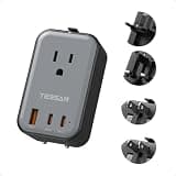 TESSAN Travel Adapter 009, PD 20W Universal Power Adapter 2 USB C 1 USB A, Ultra Thin International Plug Adaptor Worldwide Outlet for US to European UK Italy Spain New Zealand (Type C G A I), 1 Pack