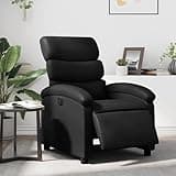 KHNLGFR Power Electric Recliner Chair with Footrest, Black Faux Leather, 135-Degree Tilt, Side Pocket, Wood and Metal Frame