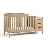 Graco Benton 4-in-1 Convertible Crib and Changer – GREENGUARD Gold Certified, Crib & Changing-Table Combo, Water-Resistant Changing Pad, Converts to Toddler Bed, Daybed and Full-Size Bed (Driftwood)