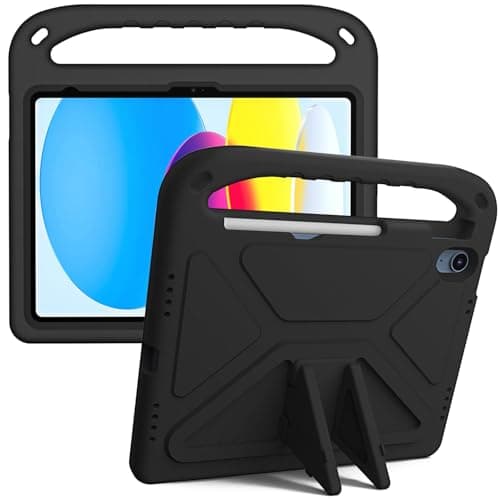 for iPad (2022)/10th Generation Case 2022 10.9-inch, Shock Absorbing, with Handle,EVA, Holder, Sturdy Tablet Case for Kids, Lightweight(Black)