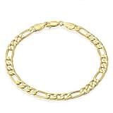 Luxmad 14K Gold Figaro Chain Bracelet for Women & Men, Classic Italian 3+1 Link Bracelet, 3mm/5mm Fine Jewelry, Hypoallergenic Non Tarnish Pulsera de Oro 14K para Mujer, 6.5–8.5 Inch