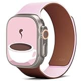 Snap Apple Watch Band (Silicon)-46- Light Pink + Brownie