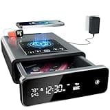 Mboko Biometric Discreet Gun Safe with 12-Hour Time Clock Display, Wireless Charging Pistol Safe for Handgun with Adjustable Brightness, Backlit Keypad, LED Light, Gifts for Mother‘s Day(Gray)