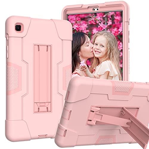 Juaupepo Rugged Case for Samsung Galaxy Tab A7 Lite 8.7" 2021 (SM-T220/T225/T227), Shockproof Rugged Hybrid Protective Cover Case with Kickstand Kids Cover (Pink)