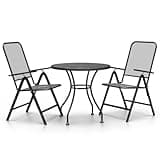 KGHFDVB 3 Piece Patio Dining Set with Folding Chairs, Adjustable Backrest Outdoor Dining Set in Anthracite Expanded Metal Mesh