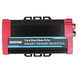 Tbest Power Inverter Pure Sine Wave Car Inverter Vehicle Power Auto 6000W Peak 1800W DC 12V to AC 110V 120V with 4 Cooling Fans