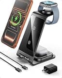 Intoval Aluminum 3 in 1 Wireless Charging Station for iPhone 17 16 15 14 13 12 11 Pro Max XR, Wireless Charger for Apple Watch 11 10 9 8 7 Ultra SE 3 2, Phone Charger for AirPods 4 Pro 2 3 (Grey)