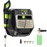 commowner Wall Mounted Pressure Washer 5500 PSI Retractable Pressure Washer with 100ft Auto-Retract Hose, 5 Nozzles and 1L Foam Cannon, Electric Power Washer for Home, Car, Hose Reel, Silver