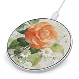 Orange Camellias Wireless Charger Magnetic Phone Induction Charger 10w Fast Wireless Charging Station Compatible with iPhone 17 16 15 14 13 12 Pro Max Samsung Galaxy S25 S24 S23