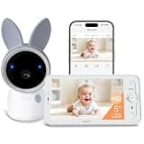 ARENTI 4MP Baby Monitor with Camera and Audio, 5G WiFi 5" Split Screen, Free App, Colorful Night Lights, Smoothing Lullabies, Cry&Motion Detection, Temp&Humidity Senor, Local Storage