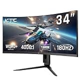 KTC 34 Inch Ultrawide Monitor, 180Hz WQHD 3440X1440 Curved Gaming Monitor, 1500R PC Monitor, HDR, FreeSync & G-Sync, HDMI, DisplayPort, VESA, Tilt Swivel Height Pivot Adjustment, H34S18S