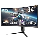 KTC 34 Inch Ultrawide Monitor, 180Hz WQHD 3440X1440 Curved Gaming Monitor, 1500R PC Monitor, HDR, FreeSync & G-Sync, HDMI, DisplayPort, VESA, Tilt Swivel Height Pivot Adjustment, H34S18S
