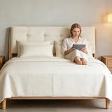 Wintline Queen Size Upholstered Headboard, Linen Fabric Diamond Button Tufted Design, Solid Wood Construction, Dual Mount for Bed Frame & Wall Mount, Beige